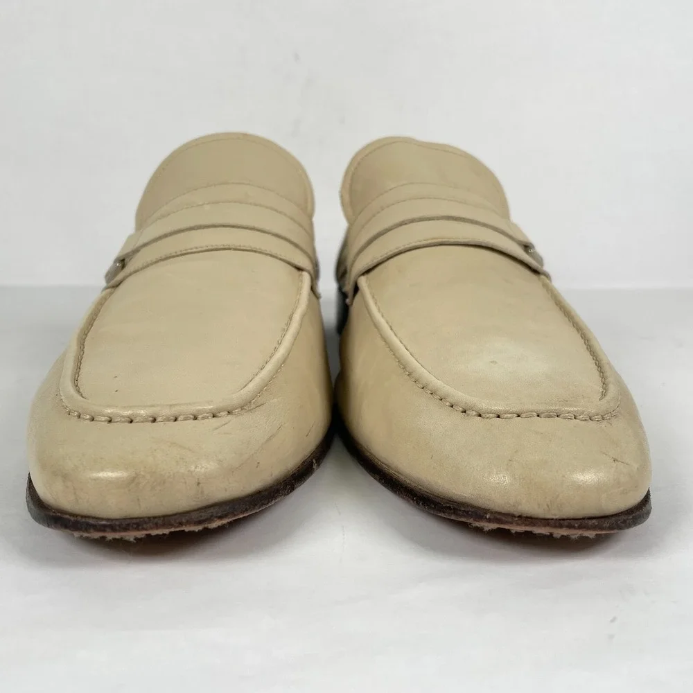 Paul Fredrick Loafers Mens Size 12 Beige Leather Strap Slip On Casual Shoes